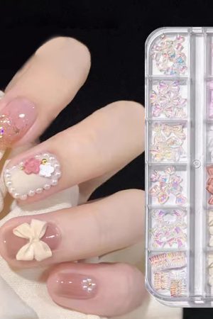 Ecodew-Fingernail jewelry-Colorful Bow Nail Charms Cute Bow Charms for Nails Design Bowknot Resin Accessories 3D Nail Art Charm Bows for Nails Charms Fingernail Jewelry Manicure Decor Rhinestones Craft Supplies